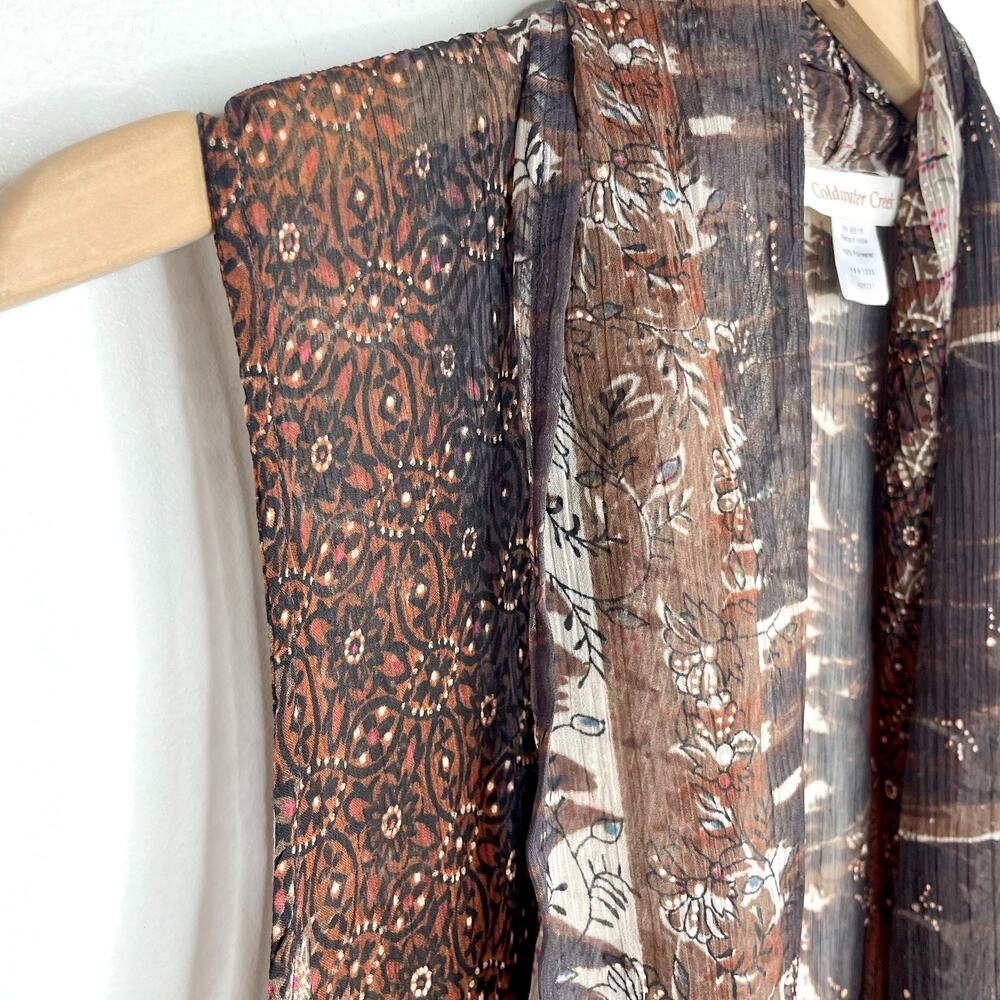 Vintage Y2K‎ Coldwater Creek Sheer Kimono Top Brown Fairy Grunge Earthy Flowy - Picture 6 of 9